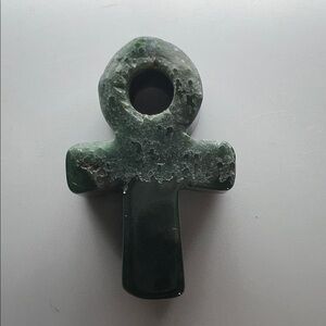 Dark Green Stone Ankh Pendant